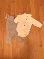 Ensemble bébé salopette rayée et body chemise