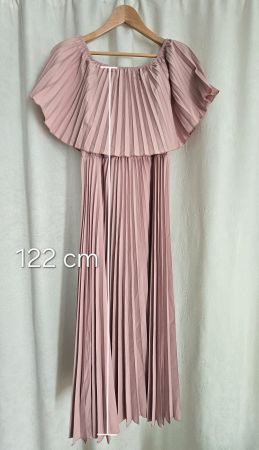 Rosé-farbenes, plissiertes Sommerkleid XL