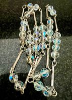 Vintage Aurora Borealis Kristall Silber Longkette - 68cm