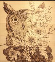 The Forest Owl – Original Pyrographie auf Holz 30 × 30 cm – 