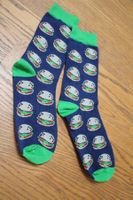 Coole Blaue Socken mit Hamburger Fast Food☆NEU☆ Grösse 38-42
