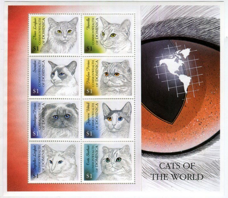 Alle Briefmarken: Block "Katzen". Dominica – Neu und originalverpackt aus Basel von Butsch5