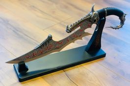 Totenkopf SKULL Messer mit Ständer ROT 46cm NEU
