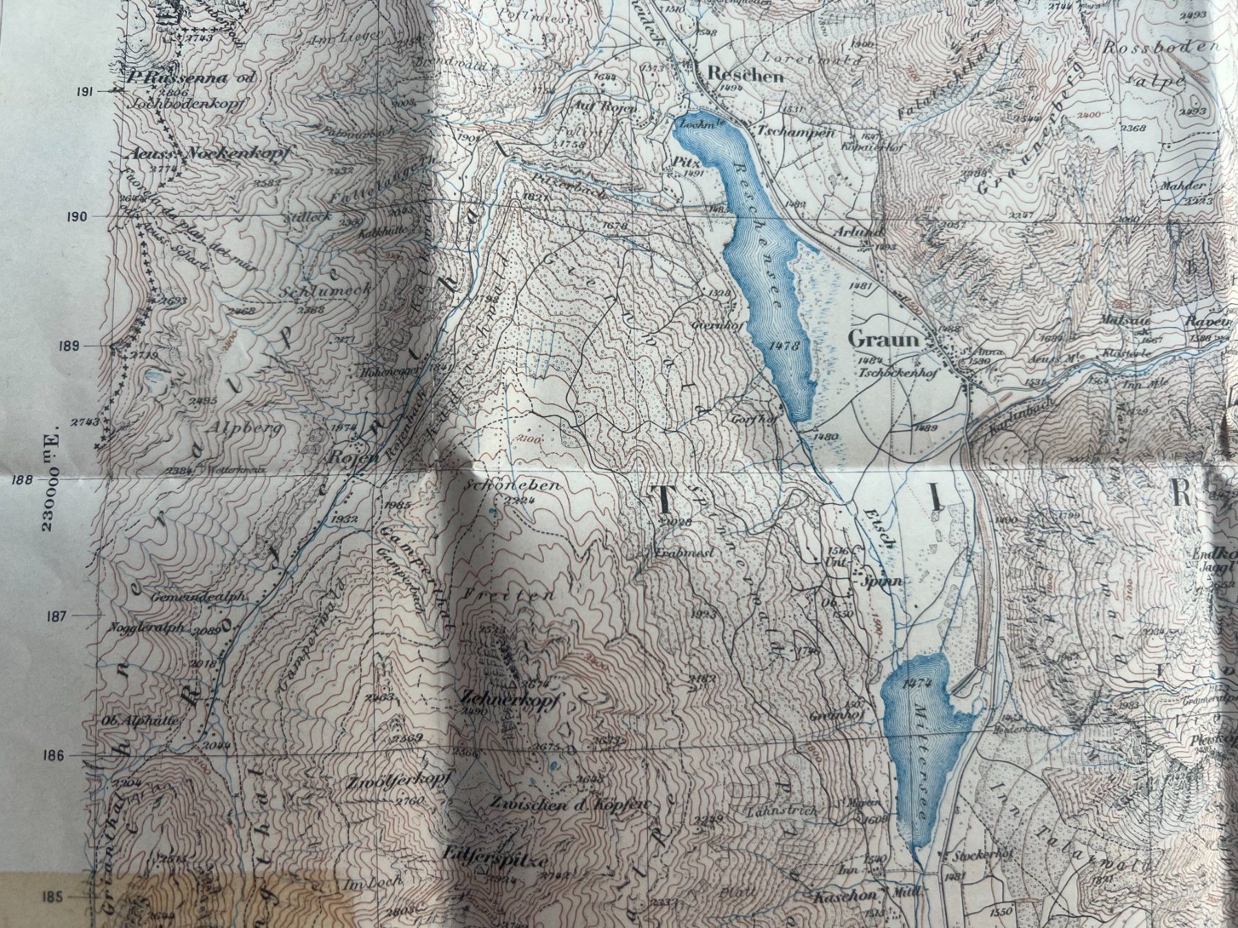 Landkarten & Atlanten: Carte Reschenscheideck 1898-1924, St. Valentin, Tyrol! – Gebraucht aus Savigny von dor_5v9q 8