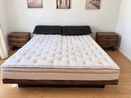 Luxus Wasserbett 200 × 220 cm – Altholz, Echtleder