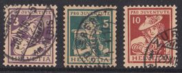 1916  Pro Juventute  Satz  Nr. J4 -J6  gestempelt SBK 100Fr.