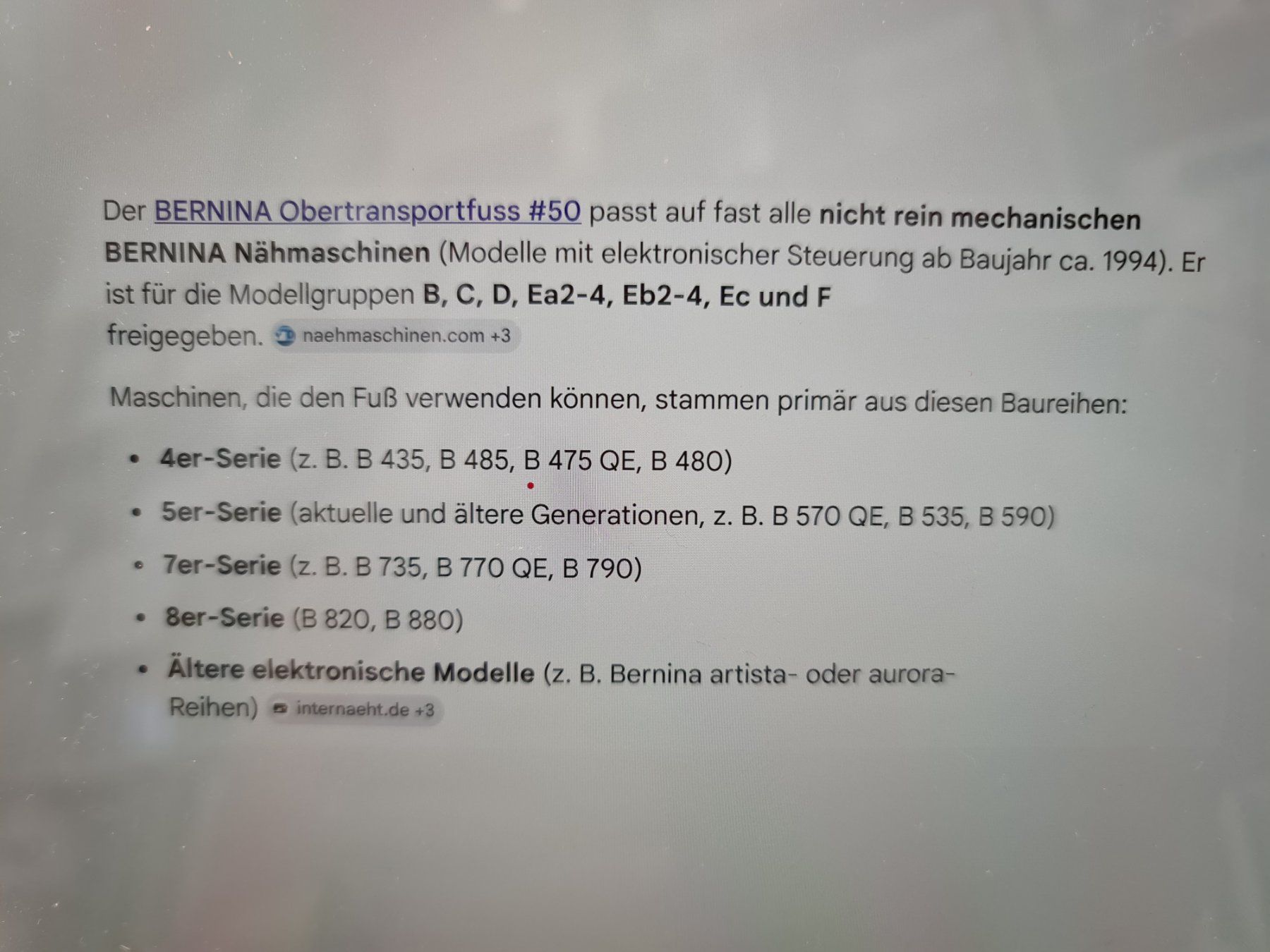 Bernina Nähmaschinen: BERNINA Obertransportfuss #50 – Gebraucht aus Wil SG von kreativ.2kids 3