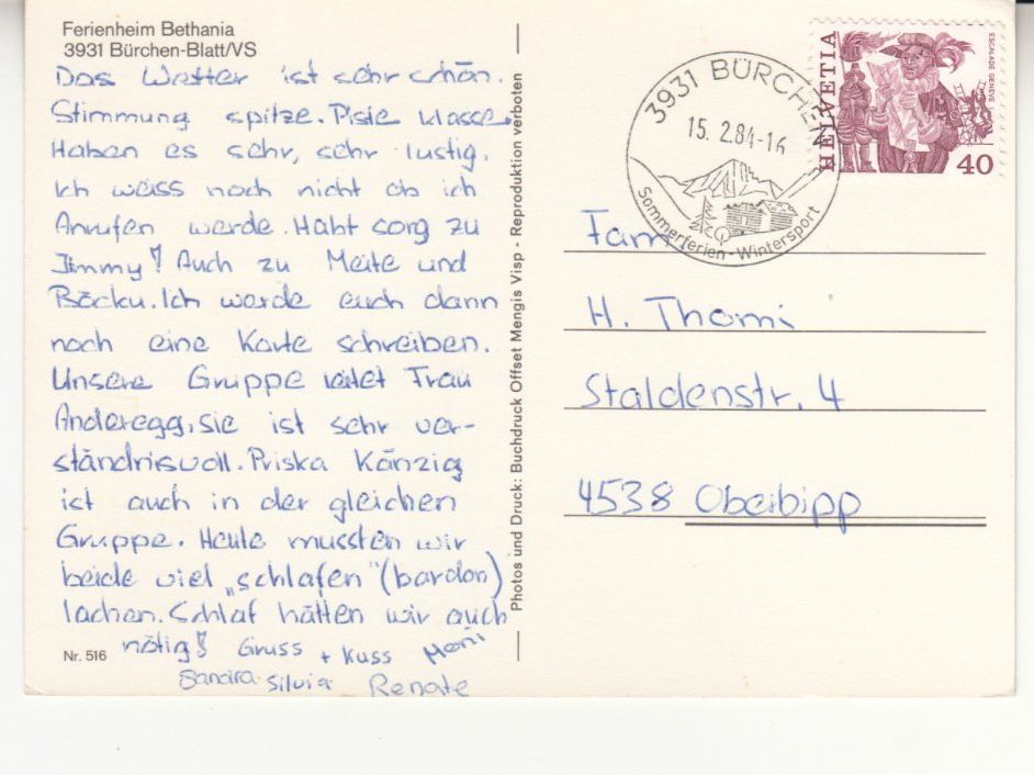 Ansichtskarten: Bürchen 1984 – Gebraucht aus Bürglen TG von StampGraf 1