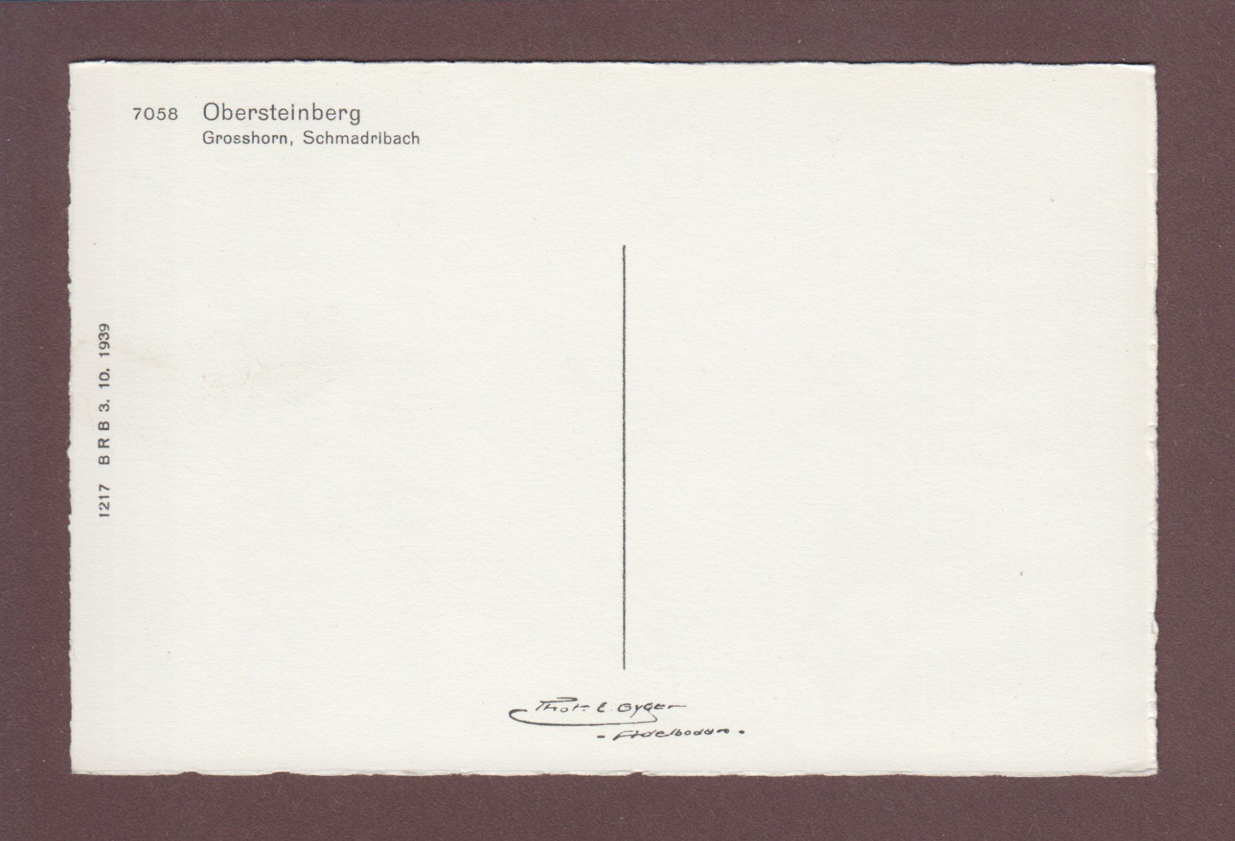 Cartoline postali: OBERSTEINBERG - Grosshorn - Schmadribach – Usato da Pully venduto da nicecards 1