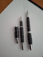 Kugelschreiber Set schwarz kariert silber neu