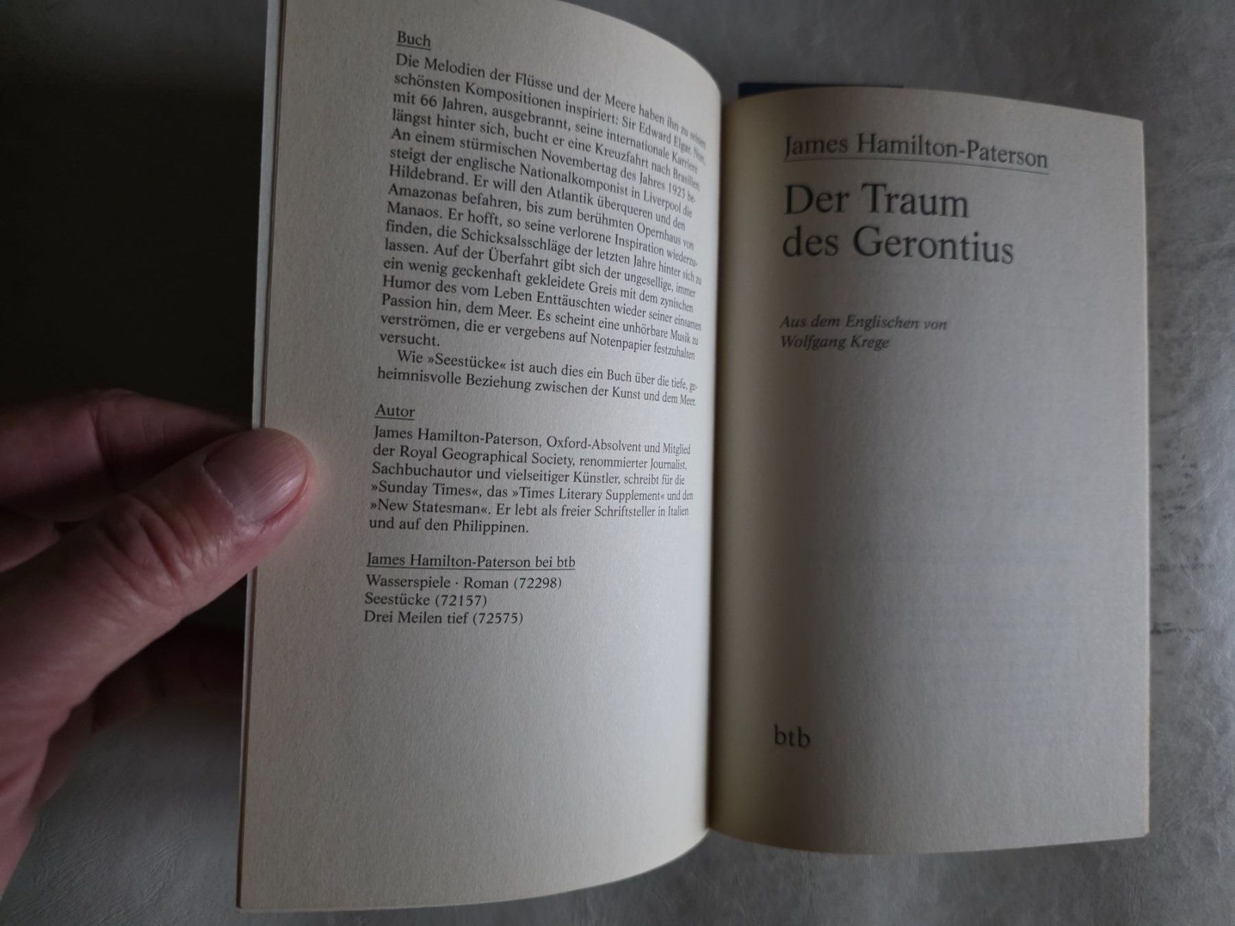 Libri: James Hamilton-Paterson - Der Traum des Gerontius - 2002 – Usato da Walterswil BE venduto da Lonitti 3
