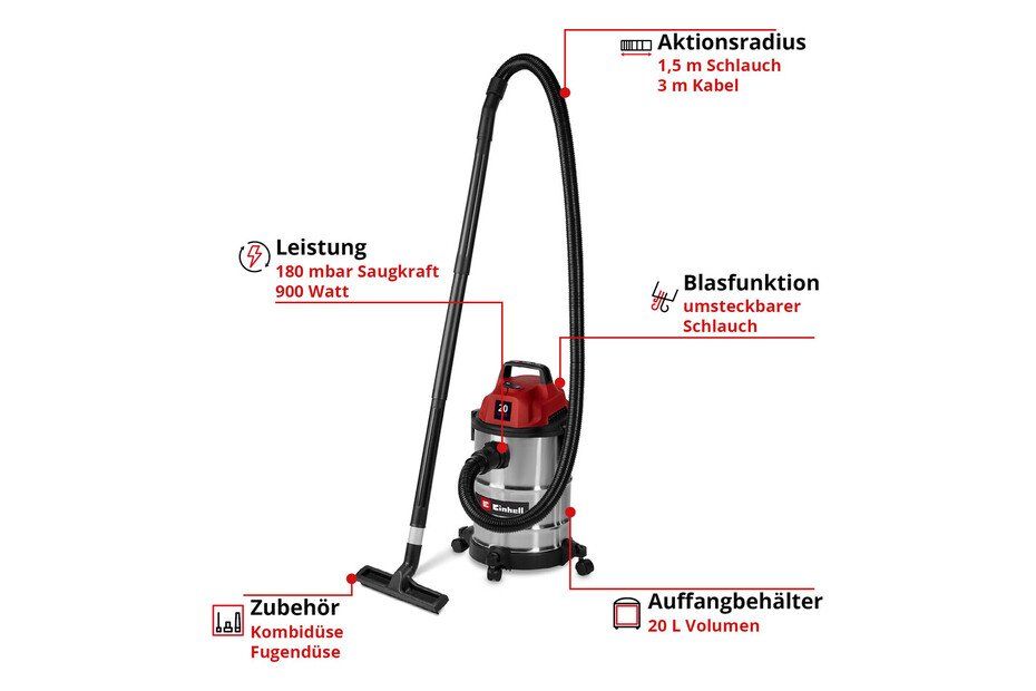 Einhell Aspirapolveri & Accessori: Einhell Nass-Trockensauger TC-VC 2045 S – Nuovo (secondo la descrizione) da Freienbach venduto da Sector1 3
