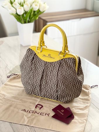 AIGNER Handtasche – Gelb / Jacquard (Neuwertig & Unbenutzt)