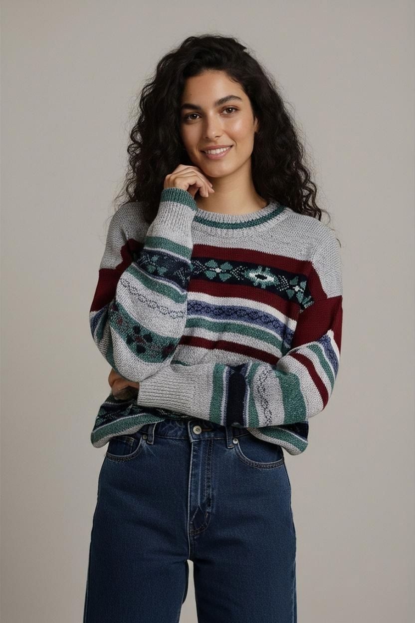 Maglioni & Felpe: STATUS Vintage Gemusterter Pullover - Fair Isle Strickstil – Usato da Zug venduto da vinokilo