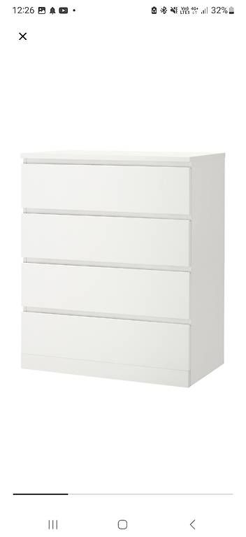 Ikea Cassettiere: 2 commodes IKEA MALM blanches - 4 tiroirs – Usato da Montricher venduto da bil_fyq7