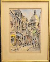 KÜNSTLER  ? UNLESERLICH SIGNIERT AQUARELL / TINTE MIT RAHMEN