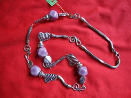 Modeschmuck Kette Ceramik Sillberherzen