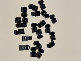 Lego - 20 -  schwarze Platli mit Rohr Clip