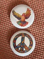 Frieden Brosche / Peace Button 2er Set