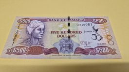 Jamaika 500 Dollar Note, unzirkuliert, Jahrgang 2012!