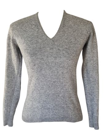 KASCHMIR Pullover 100% Cashmere Grau V-Ausschnitt Gr.S