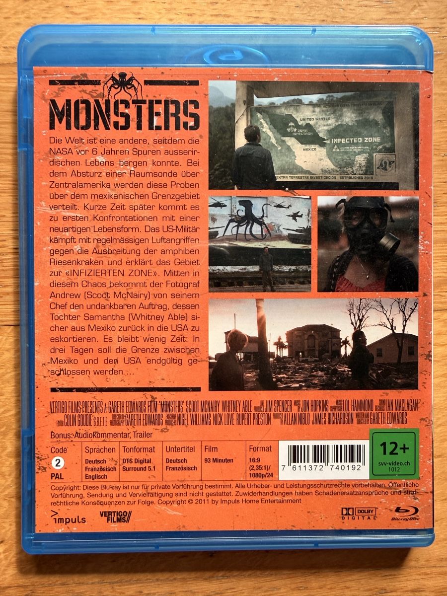 Tutti i DVDs: Monsters (2010) Blu-ray Sci-Fi Horror – Usato da Kölliken venduto da nerdorado 1