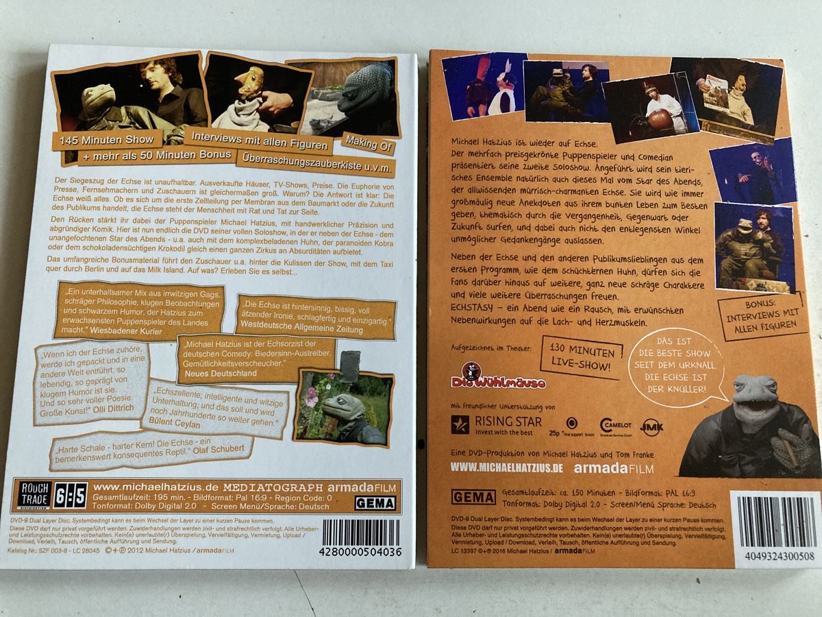 Tutti i DVDs: Michael Hatzius: Echstasy  +  Die Echse & Freunde  2-DVD‘s – Usato da St.Galllen venduto da elkaphone 7