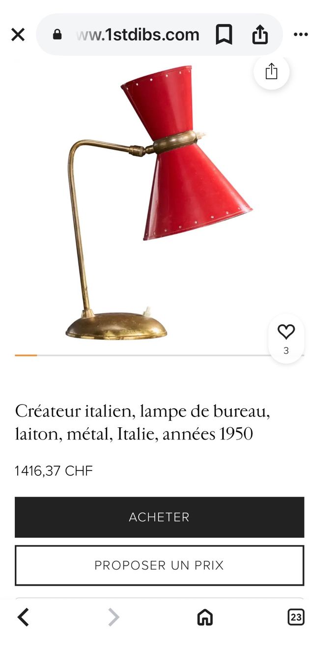 Lampade: Lampe de table Diabolo René Mathieu pour Lunel, 1950s – Usato da Lausanne venduto da Vibewave 2