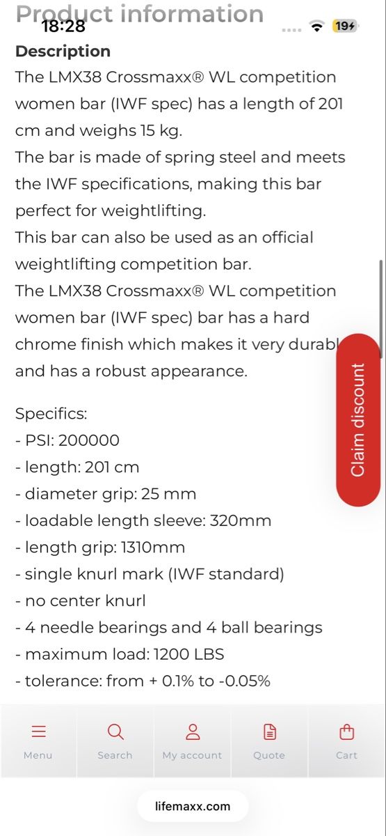Hanteln & Gewichte: Crossmaxx Langhantel 15kg – Neu (gemäss Beschreibung) aus Matzingen von JanBussmann 3