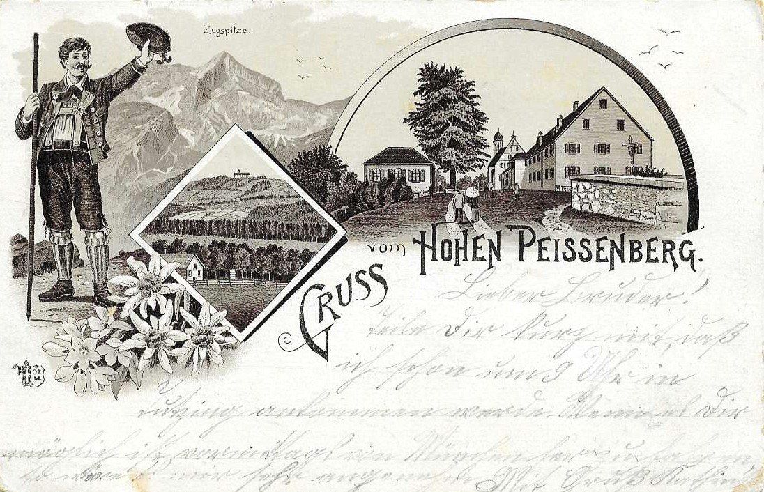 Ansichtskarten: AK LITHO GRUSS vom HOHEN PEISSENBERG 1897 – Gebraucht aus Schlossrued von Aronliam