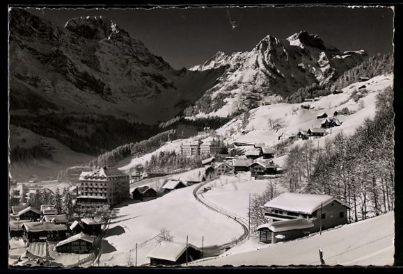 Cartoline postali: AK Engelberg, Ortsansicht im Winter – Usato da Berlin venduto da bartko-reher