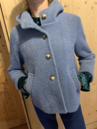 Giacca azzurra con cappuccio👍neoprene-tgM/L👌primavera