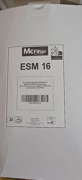 Aspirapolveri & Accessori: 20 Staubsaugerbeutel in OVP, Mc Filter ESM 16 – Nuovo e nell'imballaggio originale da Steinhausen venduto da voj-de