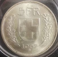 5 Franken Silber 1967 Schweizer 5 Liber nur 3 Tages Auktion
