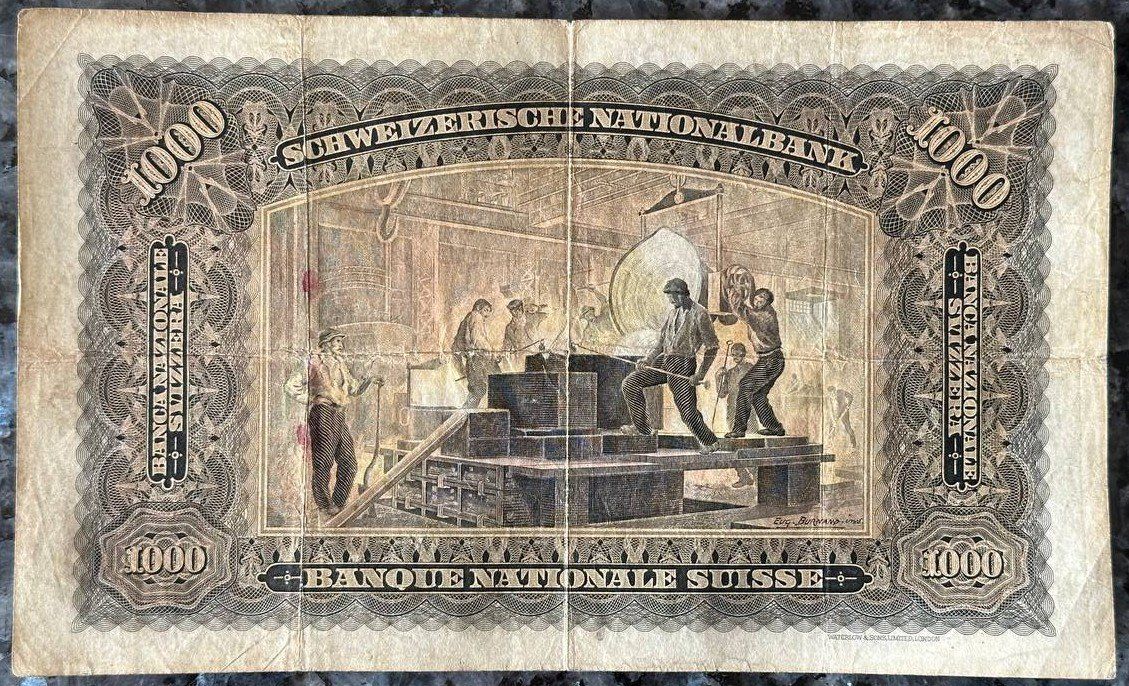 Banknoten: Schweizer 1000er Note, 16. Juni 1931 – Gebraucht aus Beringen von Mantafisch1 1