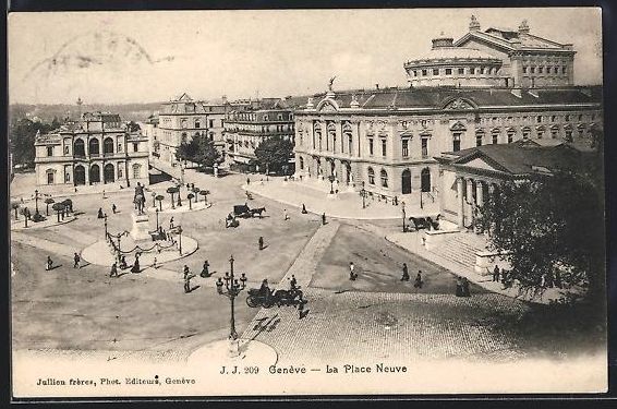 Cartes postales: AK Geneve, La Place Neuve, 1908 – D'occasion à Berlin par bartko-reher