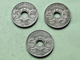 3x  5 Centimes France 1932 -1935 - 1938 Lindauer