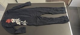 Kinder Pyjama Overall Jumpsuit Dino T-Rex Schwarz Gr 110/116