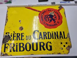 plaque émaillée Bière du Cardinal Fribourg ancienne original