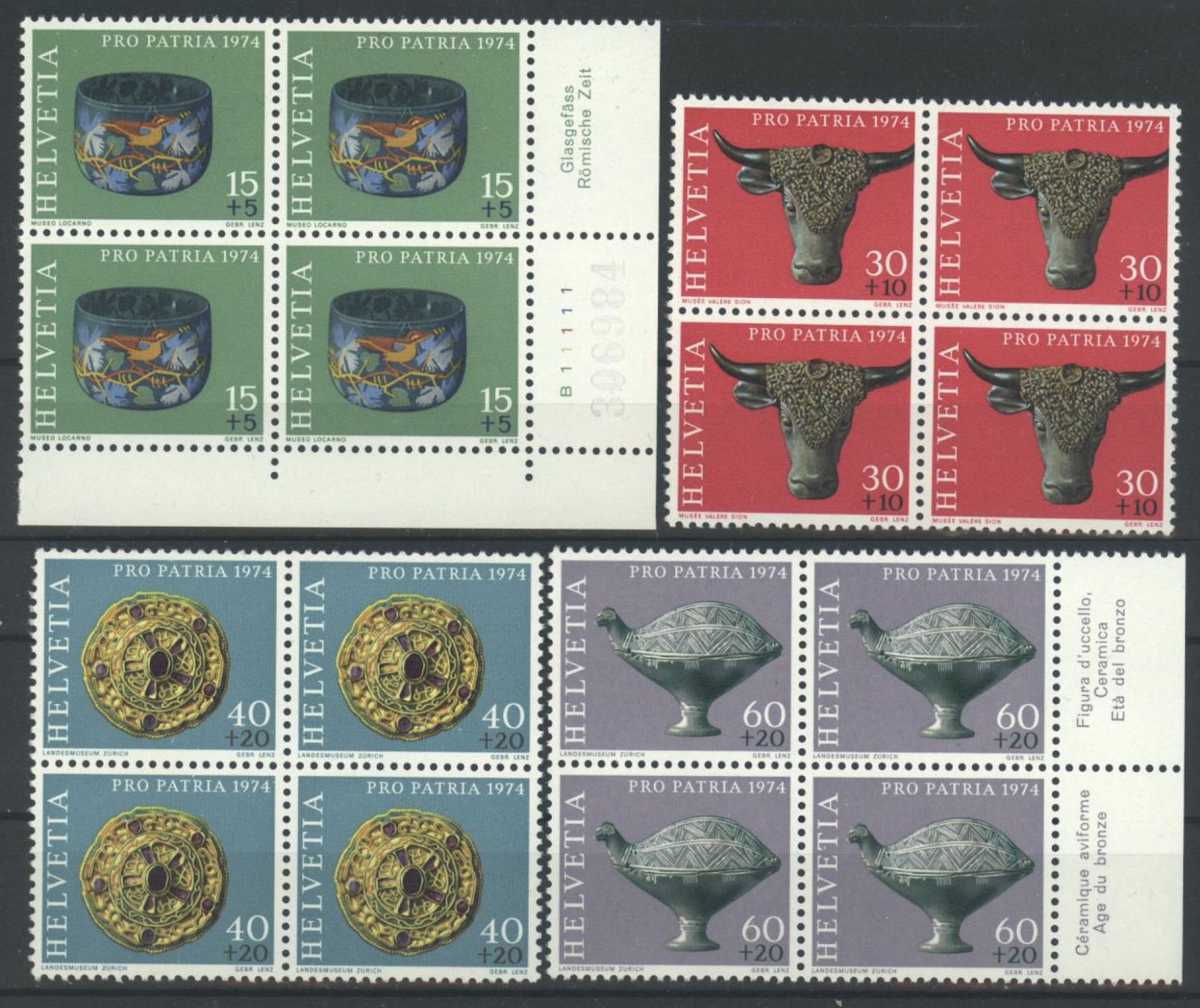 Tutti i francobolli: 1974, Pro Patria, Viererblöcke ** – Usato da Willisau venduto da Vollstempel