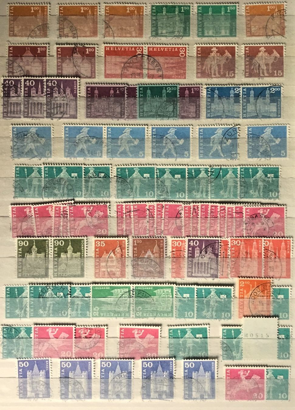 Alle Briefmarken: Sammlung Dauermarken, ab Strubel, bis ca. 1960, gestempelt – Gebraucht aus Belp von Dschopp 6