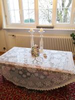 🤩RUND-TISCHDECKE WEISS HÄKEL-BLUMEN-MUSTER NEU