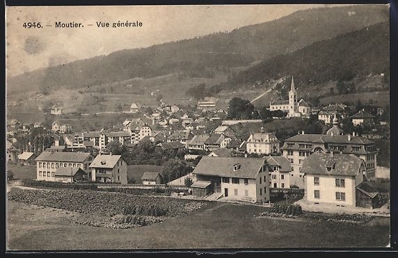 Cartoline postali: AK Moutier, Vue Generale, 1910 – Usato da Berlin venduto da bartko-reher