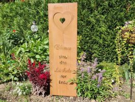 Schild Spruch “Blumen sind das Lächeln...” Rost 120 x 30cm