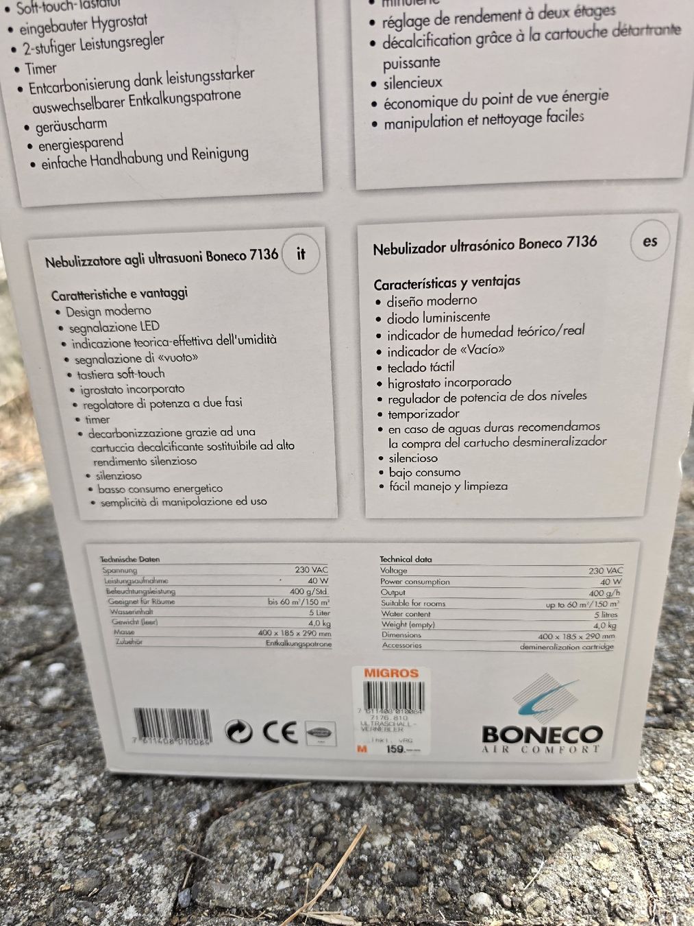 Boneco Umidificatori d'aria: Luftbefeuchter Boneco 7136 Ultraschall mit Originalbox – Usato da Aeugstertal venduto da Levo84 3