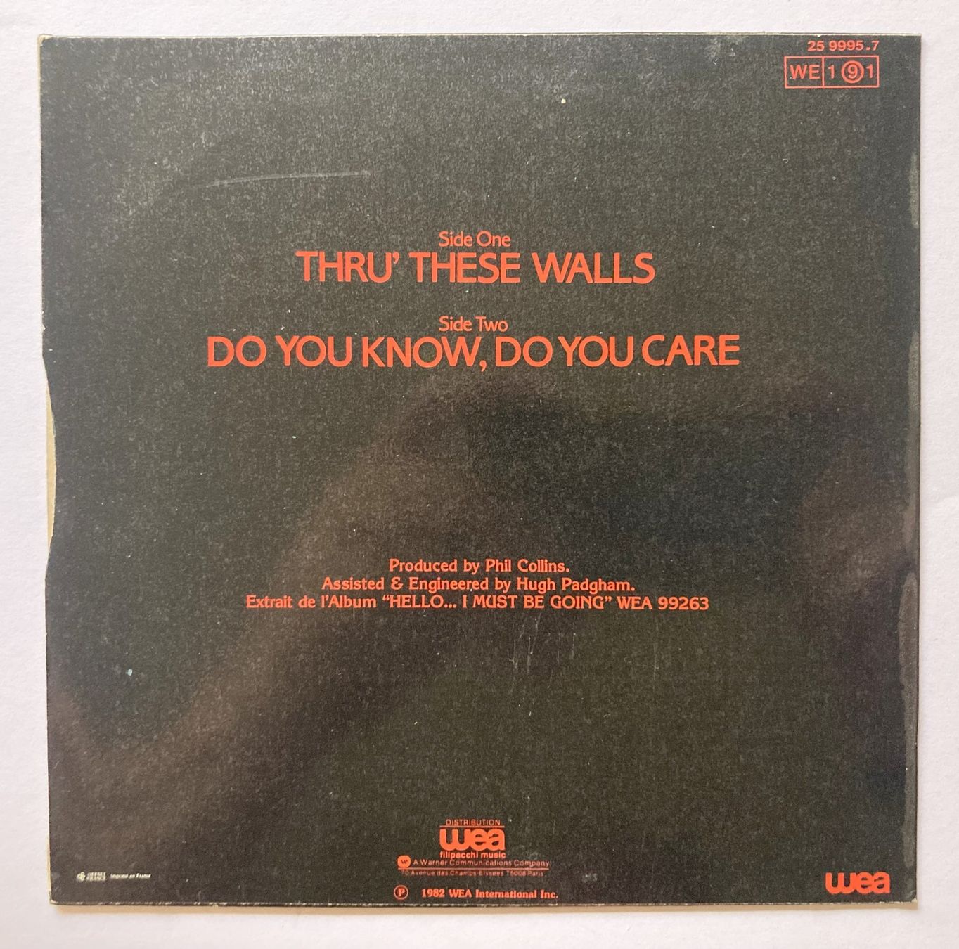 Dischi in vinile: PHIL COLLINS - THRU' THESE WALLS – Usato da Bottens venduto da hotter-than-hell 1