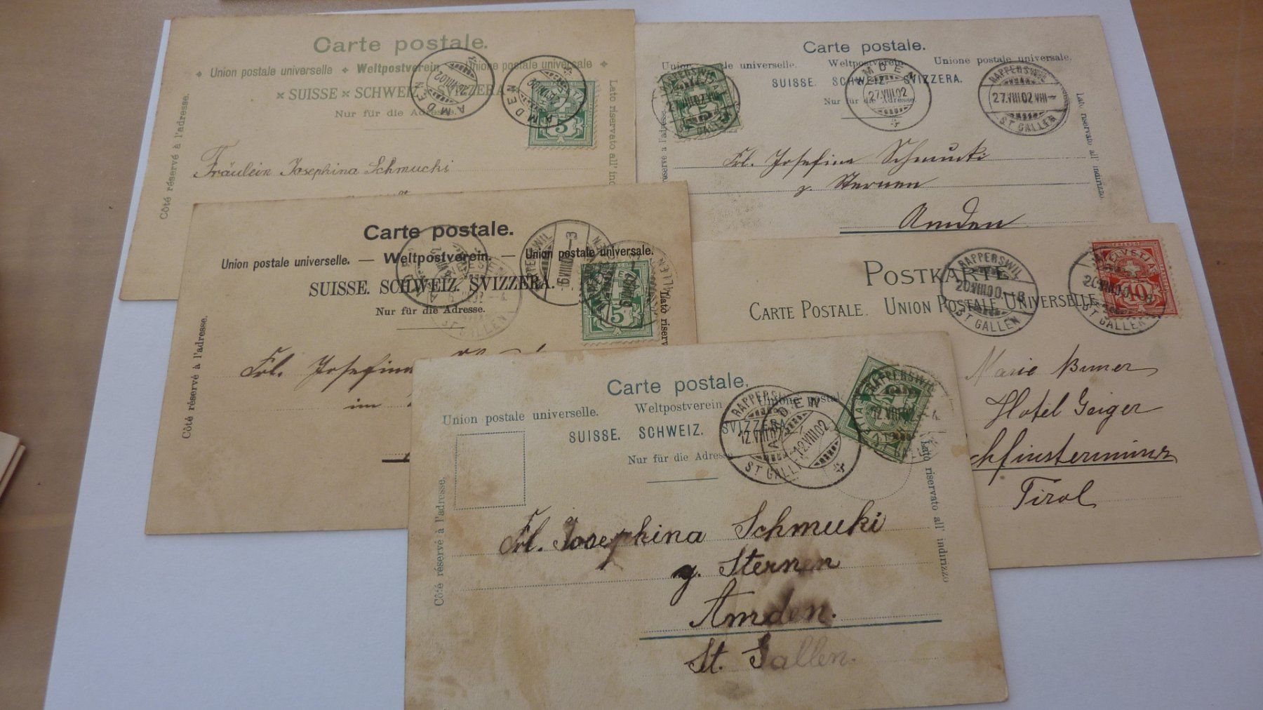Cartoline postali: 5 ver. uralte Ansichtskarten : Rapperswyl 1900-1902 – Usato da Birrwil venduto da Schnaepli 5