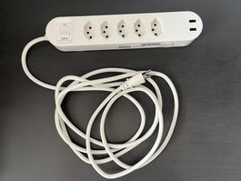 Multiprise ikea de 5 prises CH + 2 ports USB-A, blanc, 3 m