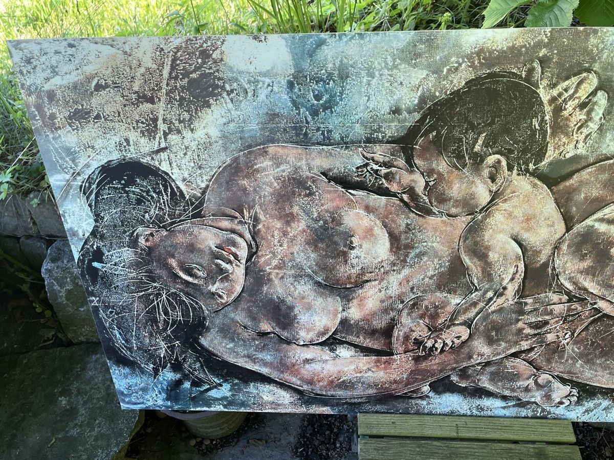Foto & Immagini: Grosses Hans Erni Bild "Mutter & Kind" – Usato da Wiesenberg venduto da swissantik 1