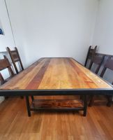 Esstisch Massivholz mit Metallrahmen, ein Schmuckstück 2mx1m